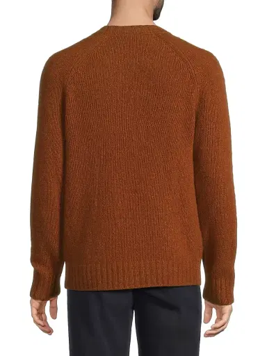 Vince Men's Donegal Raglan-Sleeve Cashmere Crewneck Sweater - Dark Burnt Orange | Thumbnail 5 Vince Men's Donegal Raglan-Sleeve Cashmere Crewneck Sweater - Dark Burnt Orange | Thumbnail 5