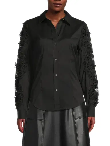 Lilly Pulitzer Women's Lilly Cotton-Blend Lace Shirt - Noir - Size XL | Thumbnail 3 Lilly Pulitzer Women's Lilly Cotton-Blend Lace Shirt - Noir - Size XL | Thumbnail 3