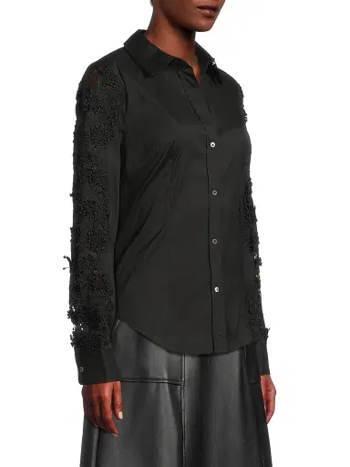 Lilly Pulitzer Women's Lilly Cotton-Blend Lace Shirt - Noir - Size XL | Thumbnail 4 Lilly Pulitzer Women's Lilly Cotton-Blend Lace Shirt - Noir - Size XL | Thumbnail 4