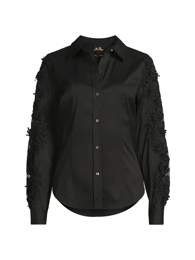 Lilly Pulitzer Women's Lilly Cotton-Blend Lace Shirt - Noir