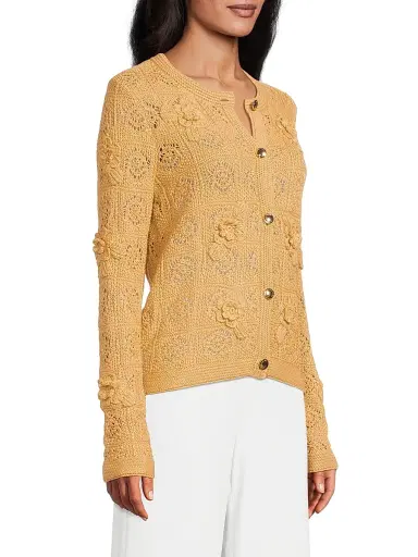 Lilly Pulitzer Women's Lenalie Floral-Crochet Cardigan - Rattan Metallic Crochet - Size Large | Thumbnail 4 Lilly Pulitzer Women's Lenalie Floral-Crochet Cardigan - Rattan Metallic Crochet - Size Large | Thumbnail 4