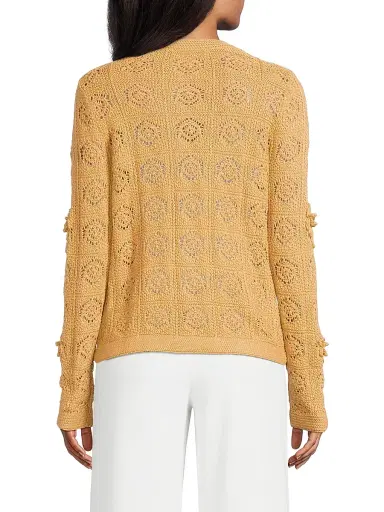 Lilly Pulitzer Women's Lenalie Floral-Crochet Cardigan - Rattan Metallic Crochet - Size Large | Thumbnail 5 Lilly Pulitzer Women's Lenalie Floral-Crochet Cardigan - Rattan Metallic Crochet - Size Large | Thumbnail 5
