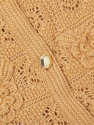 Lilly Pulitzer Women's Lenalie Floral-Crochet Cardigan - Rattan Metallic Crochet - Size Large | Thumbnail 6 Lilly Pulitzer Women's Lenalie Floral-Crochet Cardigan - Rattan Metallic Crochet - Size Large | Thumbnail 6