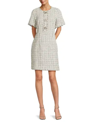 Lilly Pulitzer Women's Brenda Houndstooth Bouclé Sheath Dress - Coconut Lurex Houndstooth - Size 16 | Thumbnail 2 Lilly Pulitzer Women's Brenda Houndstooth Bouclé Sheath Dress - Coconut Lurex Houndstooth - Size 16 | Thumbnail 2
