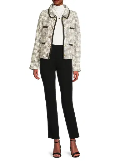 Lilly Pulitzer Women's Kalara Houndstooth Bouclé Blazer - Coconut Lurex Houndstooth - Size 14 | Thumbnail 2