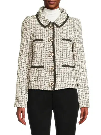Lilly Pulitzer Women's Kalara Houndstooth Bouclé Blazer - Coconut Lurex Houndstooth - Size 14 | Thumbnail 3