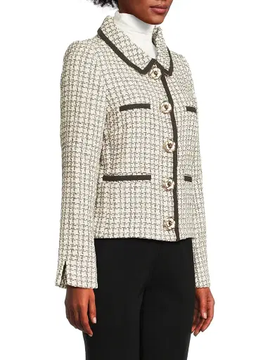 Lilly Pulitzer Women's Kalara Houndstooth Bouclé Blazer - Coconut Lurex Houndstooth - Size 14 | Thumbnail 4
