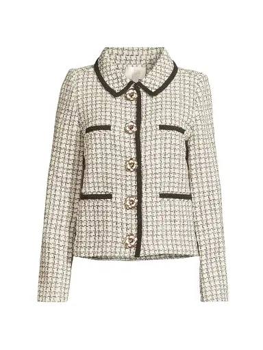 Lilly Pulitzer Women's Kalara Houndstooth Bouclé Blazer - Coconut Lurex Houndstooth - Size 14 | Thumbnail 1