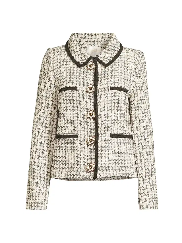 Lilly Pulitzer Women's Kalara Houndstooth Bouclé Blazer - Coconut Lurex Houndstooth