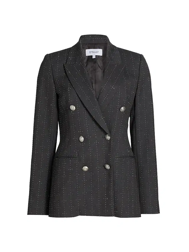 Derek Lam 10 Crosby Women's Walter Crystal-Embellished Double-Breasted Blazer - Grey Silver