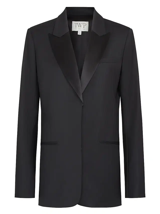TWP Women's Sweet Pea Stretch-Wool Tuxedo-Style Jacket - Black