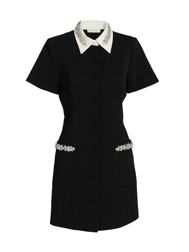 Milly Women's Sheelah Embellished Crepe Minidress - Black White
