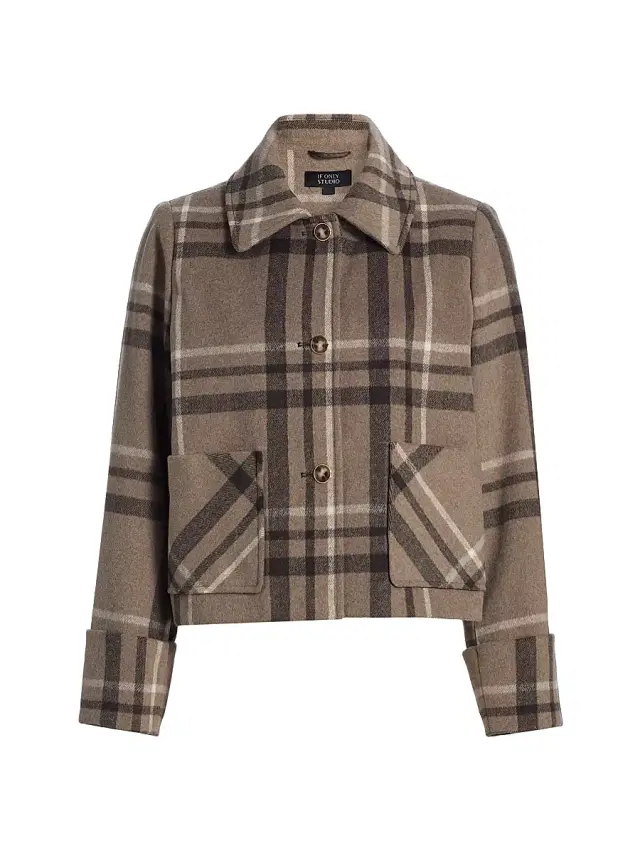 If Only Studio Women's Windowpane-Plaid Shirt - Black