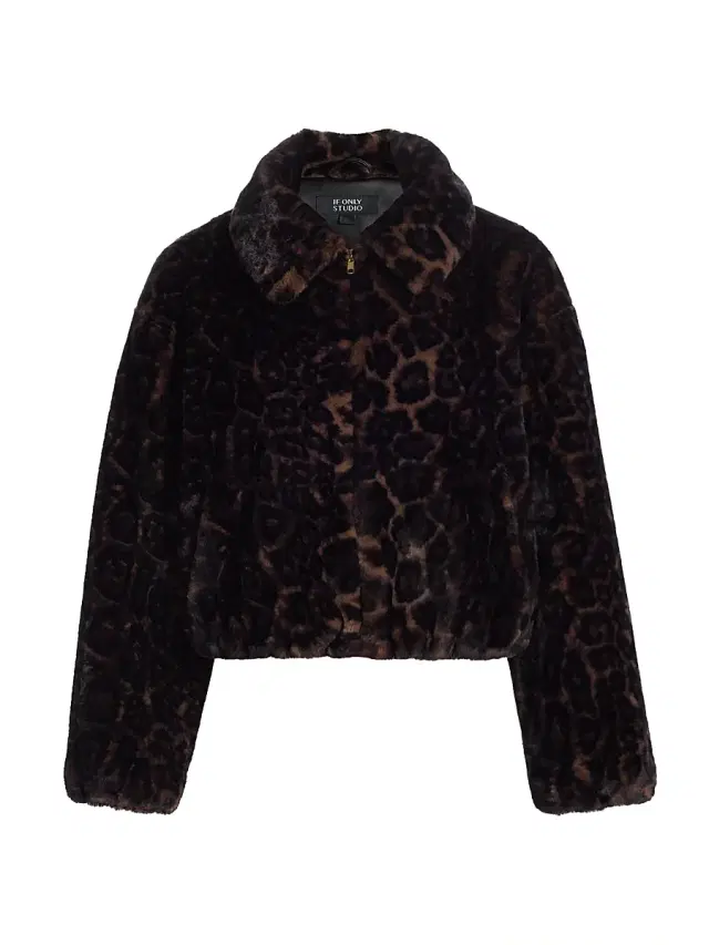 If Only Studio Women's Leopard Print Short Faux-Fur Coat - Leopard