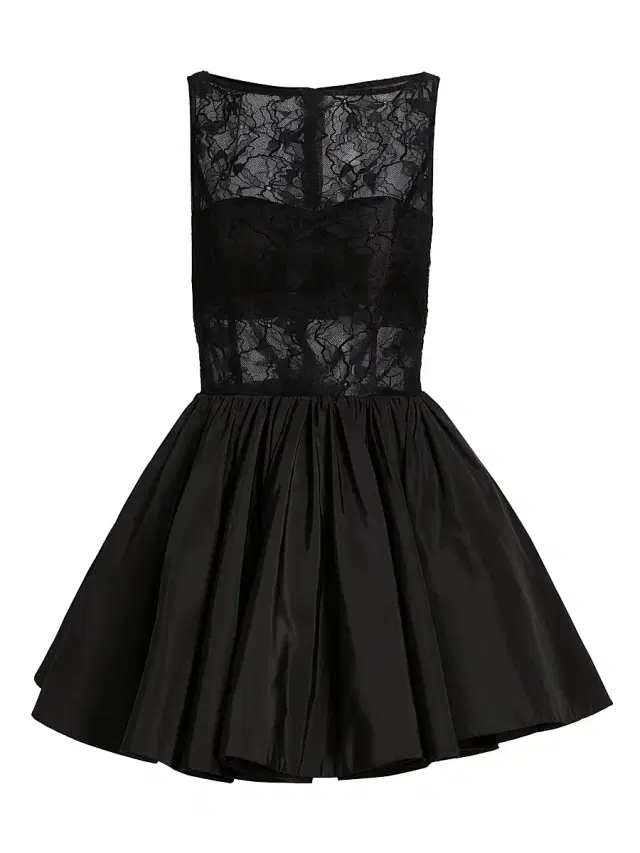 AMUR Women's Lainey Boat Neck Lace Minidress - Black