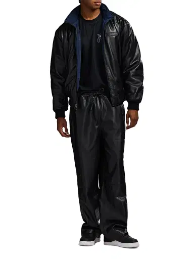 Avirex Men's Leather Track Jacket - Black - Size XL | Thumbnail 2 Avirex Men's Leather Track Jacket - Black - Size XL | Thumbnail 2
