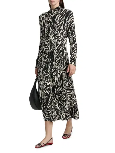 Proenza Schouler White Label Women's Mabel Marble Jersey Midi-Dress - Asphalt Multi - Size XS | Thumbnail 2