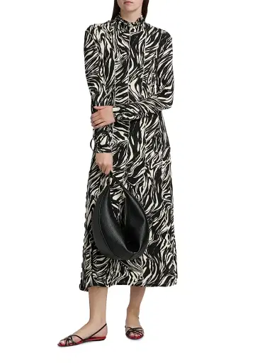 Proenza Schouler White Label Women's Mabel Marble Jersey Midi-Dress - Asphalt Multi - Size XS | Thumbnail 3