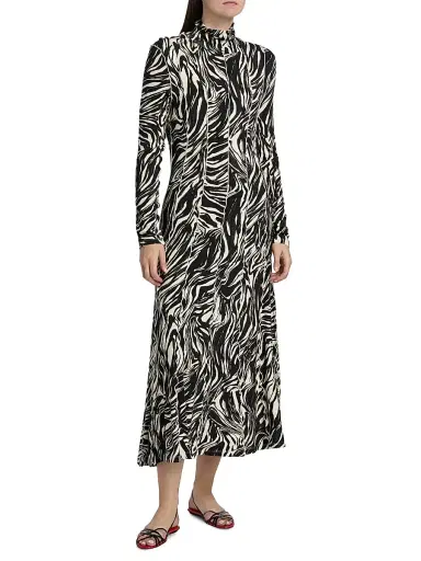 Proenza Schouler White Label Women's Mabel Marble Jersey Midi-Dress - Asphalt Multi - Size XS | Thumbnail 4