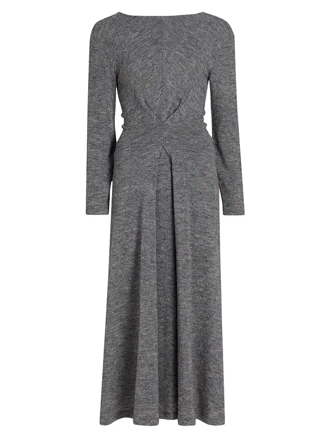 Proenza Schouler White Label Women's Sai Inverted Pleat Wool-Blend Jersey Midi-Dress - Grey Melange
