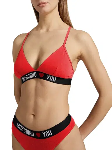 MOSCHINO Women's Intimo Donna Triangle Bra - Red - Size Large | Thumbnail 5 MOSCHINO Women's Intimo Donna Triangle Bra - Red - Size Large | Thumbnail 5