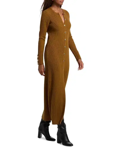 Ba&sh Women's Anisa Rib-Knit Long-Sleeve Midi-Dress | Thumbnail 2