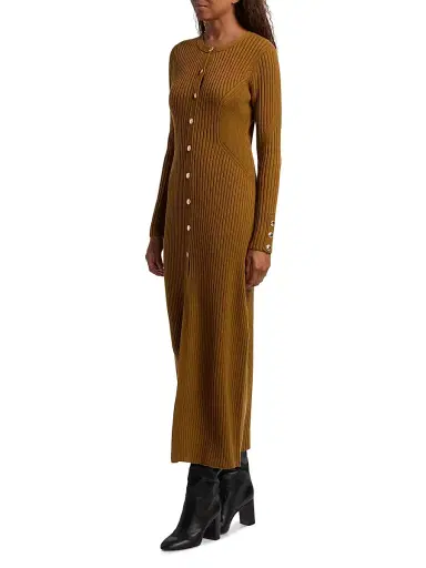 Ba&sh Women's Anisa Rib-Knit Long-Sleeve Midi-Dress | Thumbnail 4