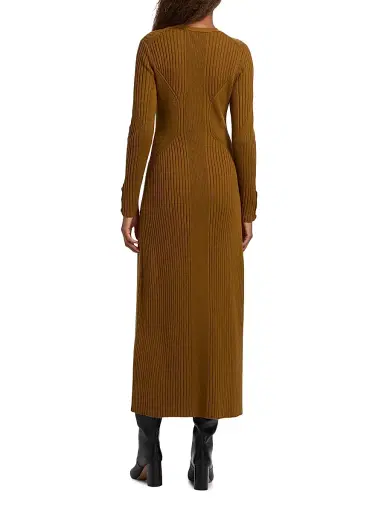 Ba&sh Women's Anisa Rib-Knit Long-Sleeve Midi-Dress | Thumbnail 5