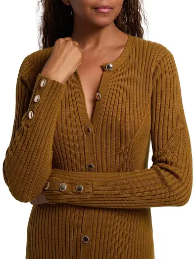 Ba&sh Women's Anisa Rib-Knit Long-Sleeve Midi-Dress | Thumbnail 6