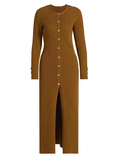 Ba&sh Women's Anisa Rib-Knit Long-Sleeve Midi-Dress | Thumbnail 1