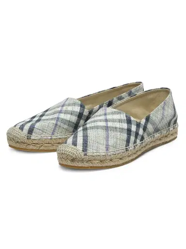 Burberry Women's Mews Linen Check Espadrille Flats | Thumbnail 2