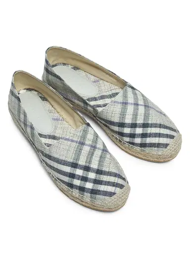 Burberry Women's Mews Linen Check Espadrille Flats | Thumbnail 4