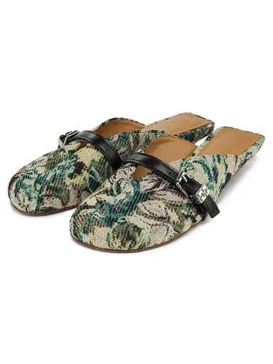 Ganni Women's Sue Tapestry Kitten-Heel Mules - Jadeite - Size 11 | Thumbnail 2