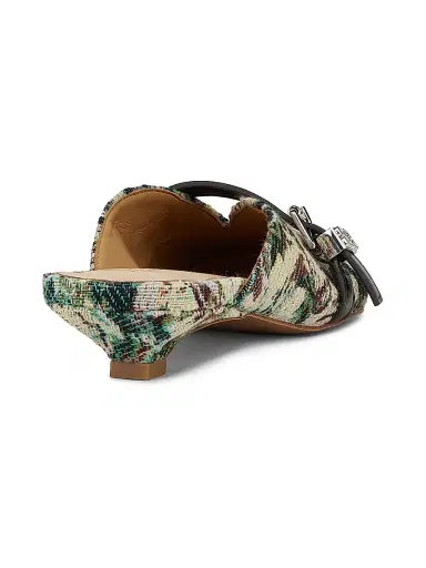 Ganni Women's Sue Tapestry Kitten-Heel Mules - Jadeite - Size 11 | Thumbnail 3