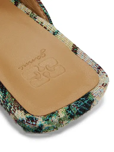 Ganni Women's Sue Tapestry Kitten-Heel Mules - Jadeite - Size 11 | Thumbnail 6