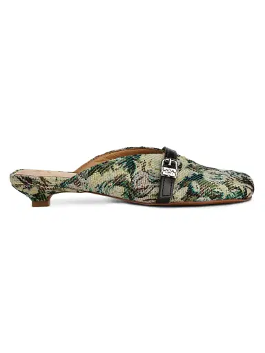 Ganni Women's Sue Tapestry Kitten-Heel Mules - Jadeite - Size 11 | Thumbnail 1