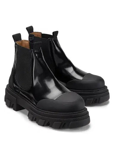 Ganni Women's Cleated Cap-Toe Ankle Boots - Black - Size 11 | Thumbnail 2
