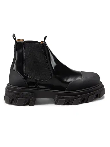 Ganni Women's Cleated Cap-Toe Ankle Boots - Black - Size 11 | Thumbnail 1 Ganni Women's Cleated Cap-Toe Ankle Boots - Black - Size 11 | Thumbnail 1