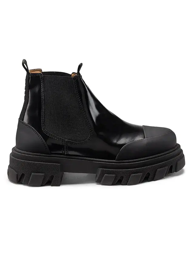 Women's Cleated Cap-Toe Ankle Boots - Black