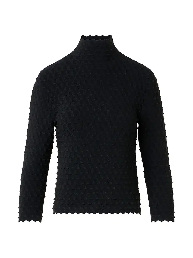Women's Textured Mock Turtleneck Sweater - Black