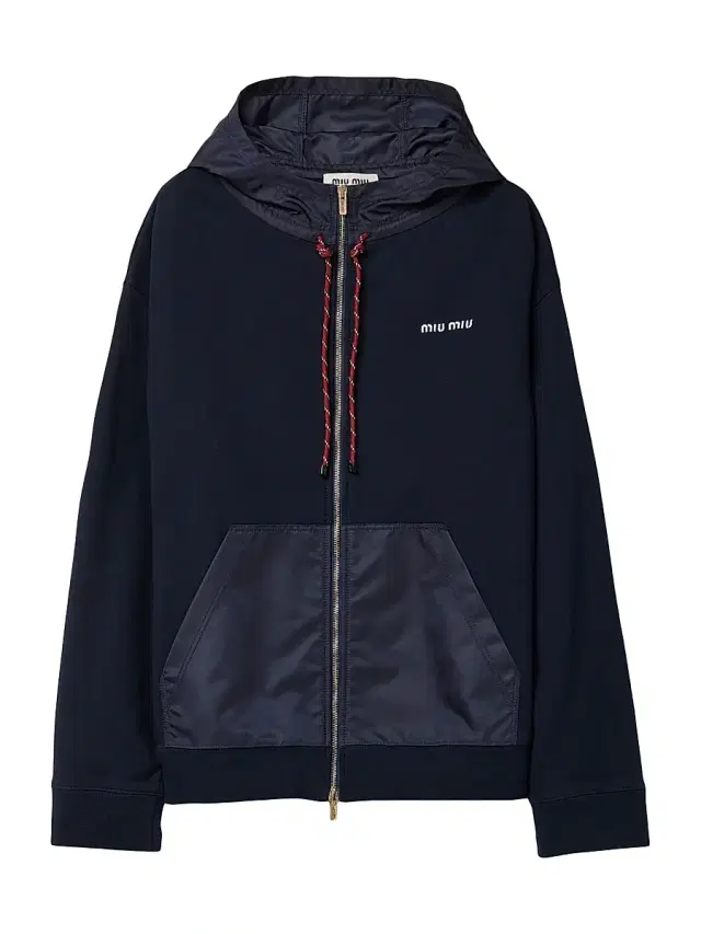 Miu Miu Women's Cotton Fleece Zipper Hoodie - Blue