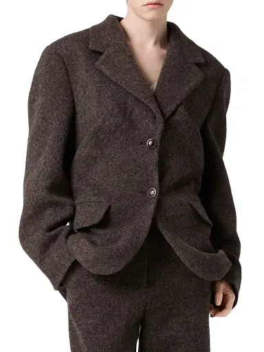Miu Miu Women's Single-Breasted Light Shetland Wool Jacket - Brown - Size 4 | Thumbnail 2