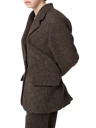 Miu Miu Women's Single-Breasted Light Shetland Wool Jacket - Brown - Size 4 | Thumbnail 3