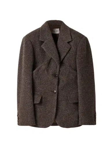Miu Miu Women's Single-Breasted Light Shetland Wool Jacket - Brown - Size 4 | Thumbnail 1