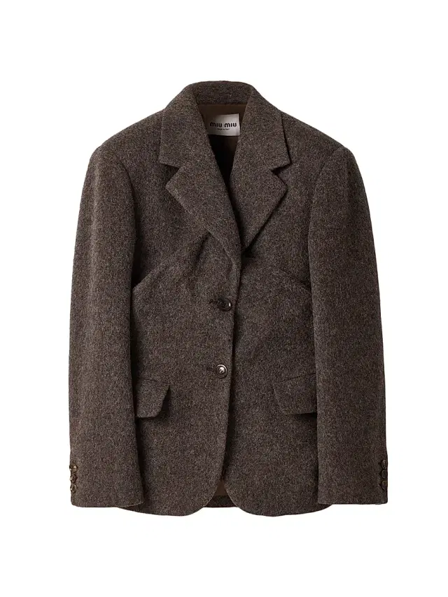 Women's Single-Breasted Light Shetland Wool Jacket - Brown - Size 4