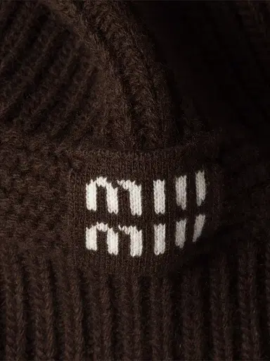 Miu Miu Women's Wool and Cashmere Knit Hood | Thumbnail 2 Miu Miu Women's Wool and Cashmere Knit Hood | Thumbnail 2