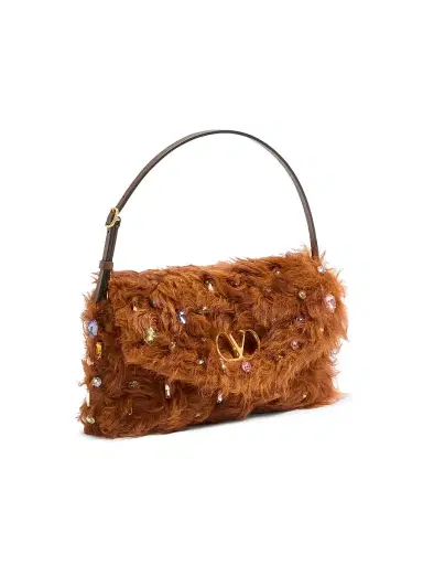 Valentino Garavani Women's Devain Small Clutch in Lamb with Rhinestones | Thumbnail 2