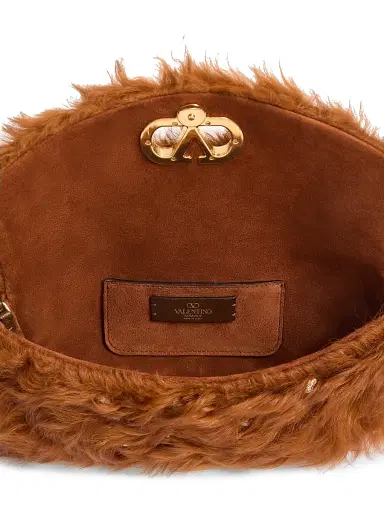 Valentino Garavani Women's Devain Small Clutch in Lamb with Rhinestones | Thumbnail 5
