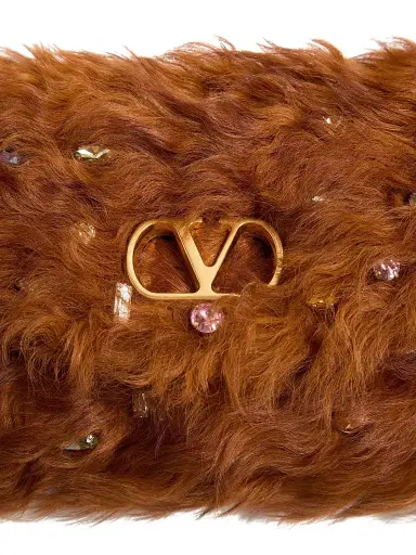 Valentino Garavani Women's Devain Small Clutch in Lamb with Rhinestones | Thumbnail 6