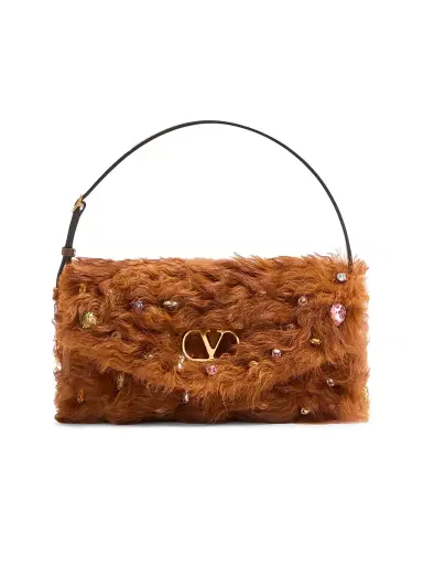 Valentino Garavani Women's Devain Small Clutch in Lamb with Rhinestones | Thumbnail 1